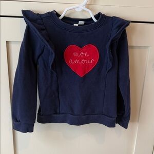 Janie and Jack Navy Sweatshirt with Red Heart Applique